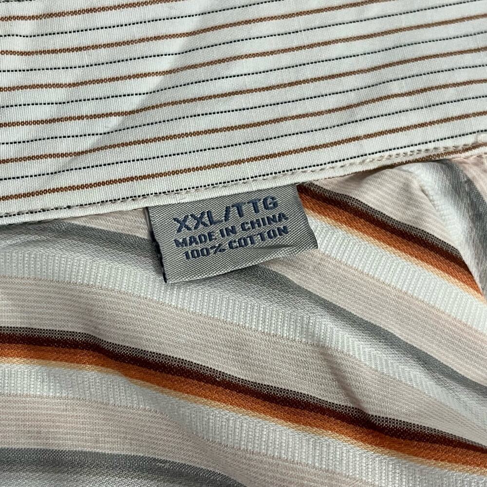 Tommy Bahama XXL striped cotton button down shirt orange gray white casual - Picture 8 of 10